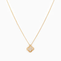 Pave Clover Necklace in Gold
