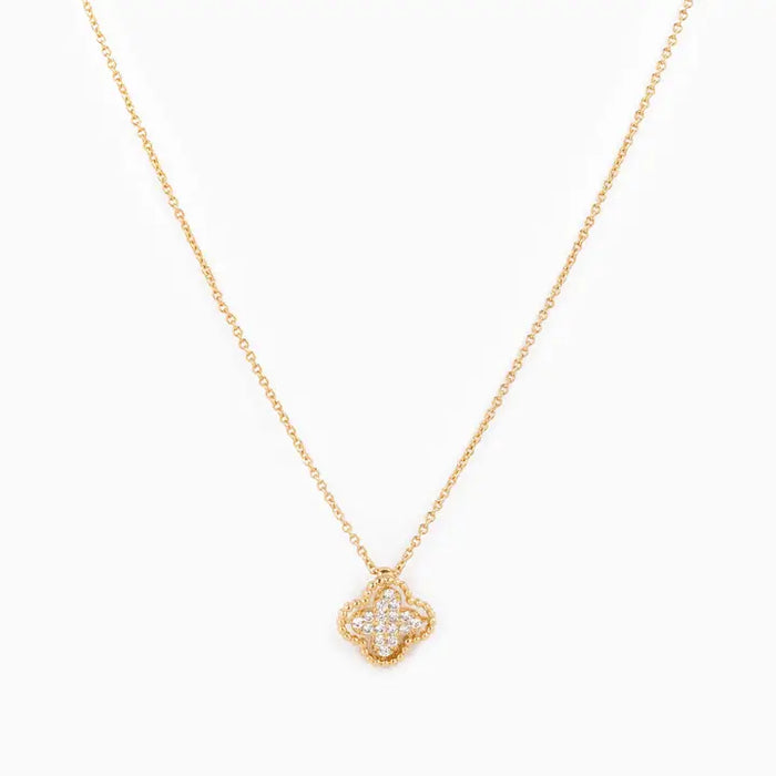 Pave Clover Necklace in Gold