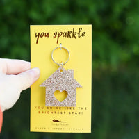 Lucky Feather Glitter Keychain