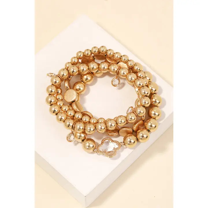 Beaded Bracelet Set in Gold