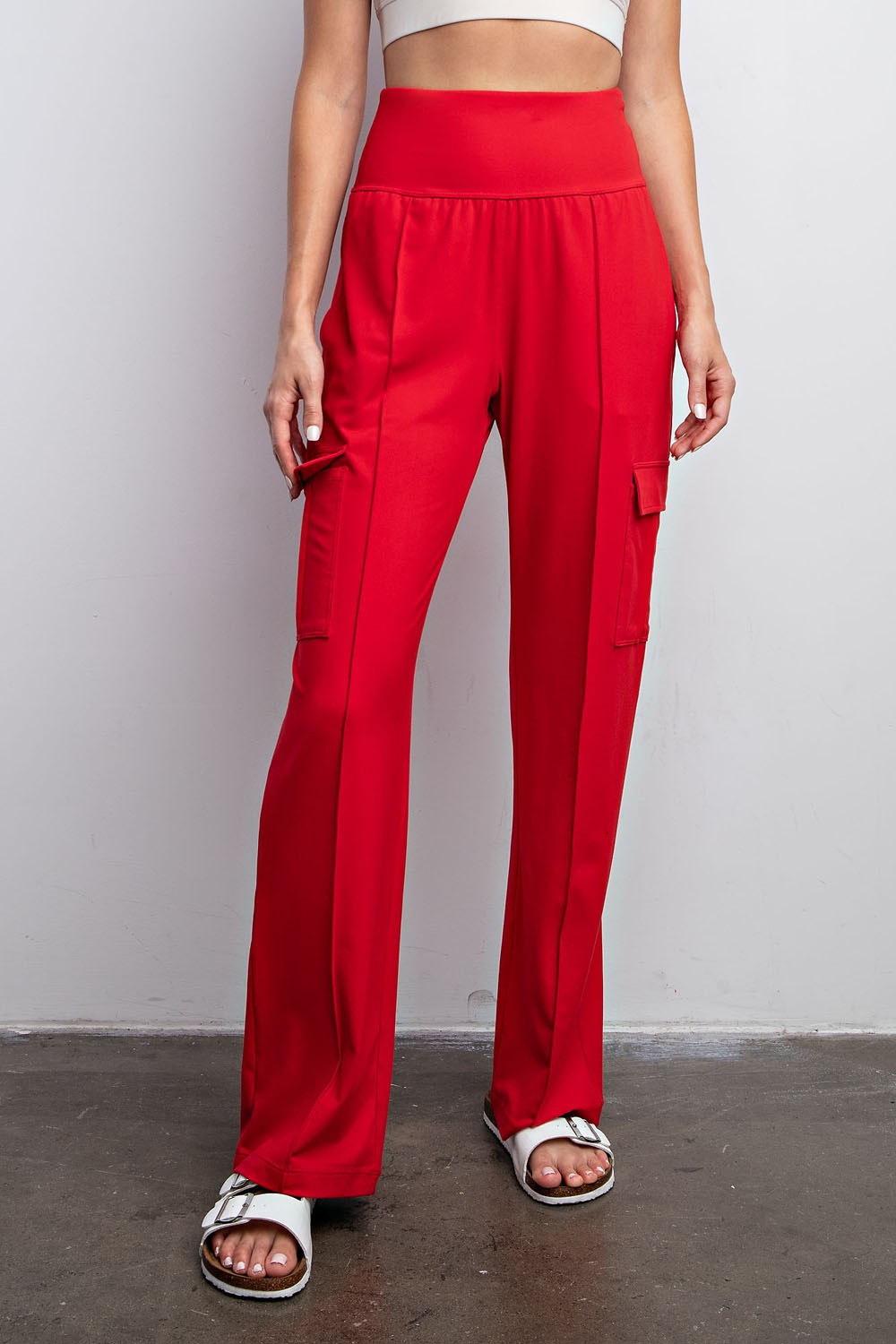 Myla Straight Leg Cargo Pants in Red