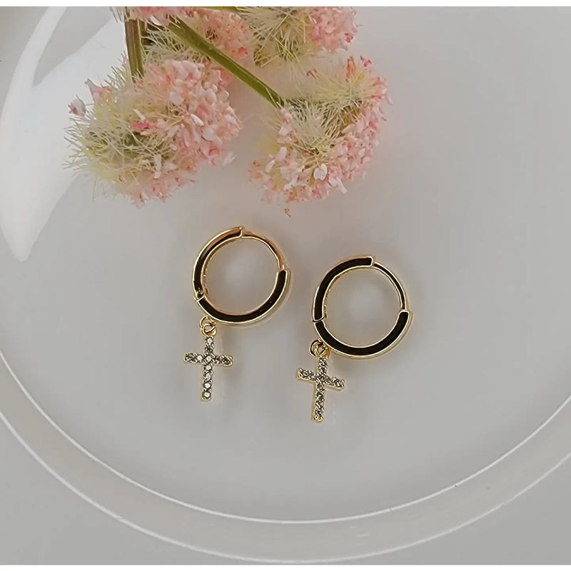 Patty Cross Huggie Earring