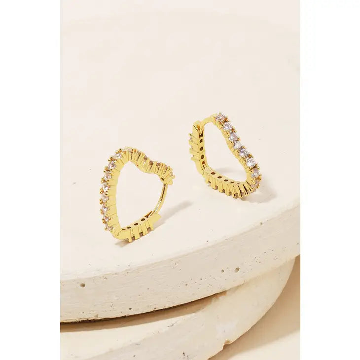 Pave Heart Huggie Earrings