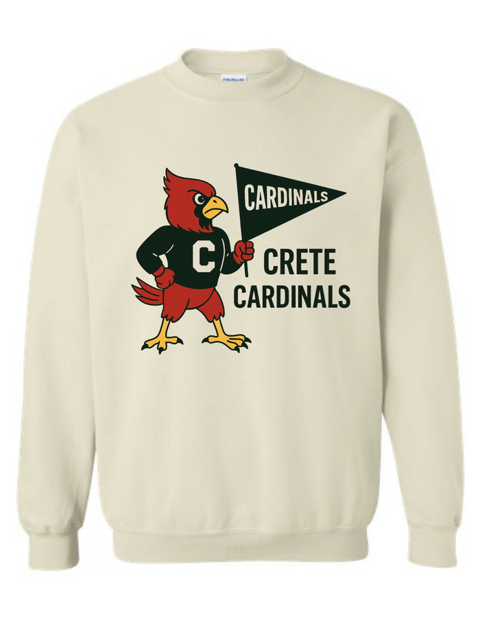 Crete Cardinals Vintage Mascot Tee & Sweatshirt