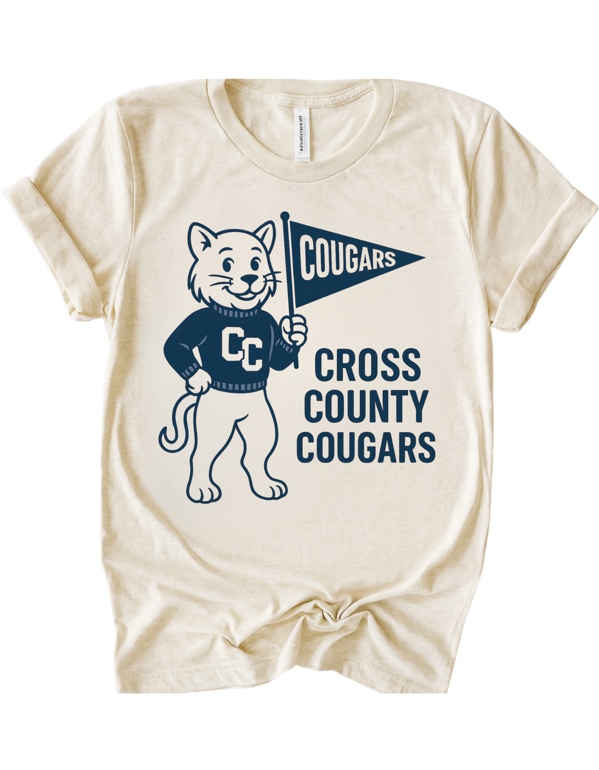 Cross County Cougars Vintage Mascot Tee