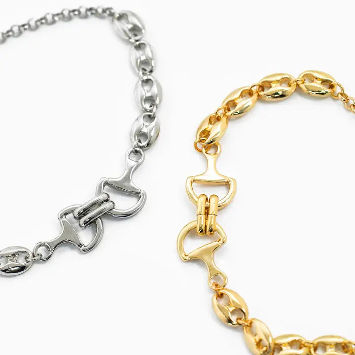 Double Horsebit Link Chain Bracelet