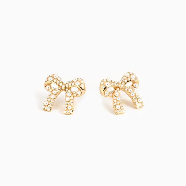 Pearl Pave Bow Earrings