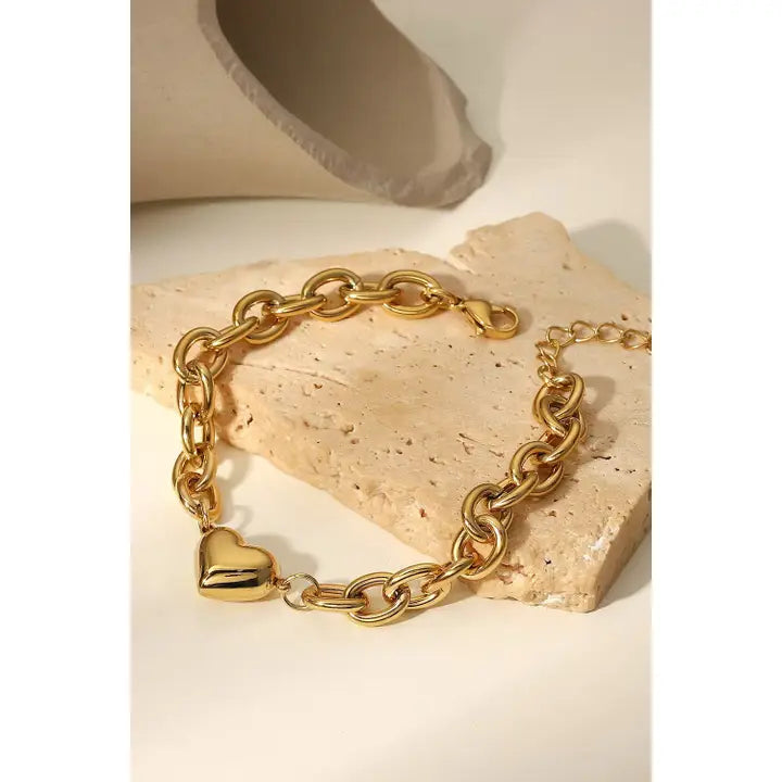 Chunky Heart Bracelet in Gold