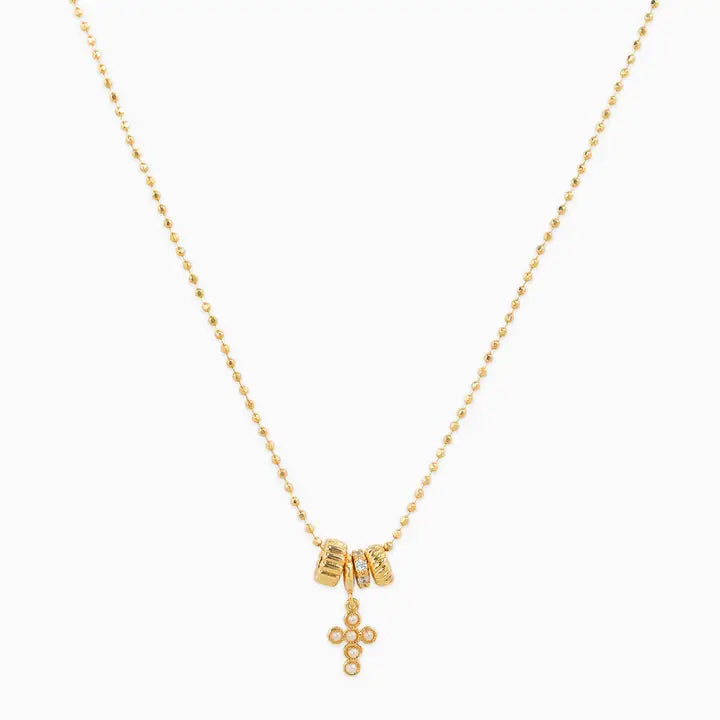 Rondelle Cross Charm Necklace