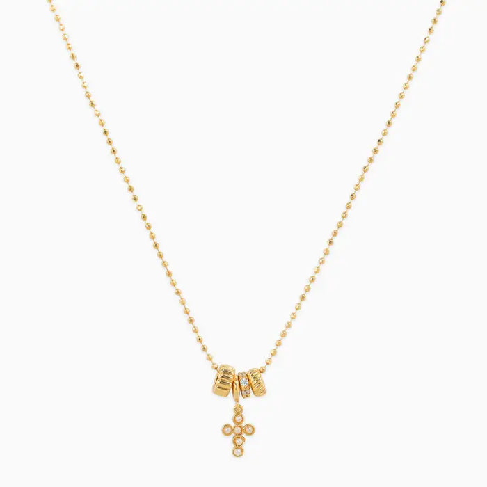 Rondelle Cross Charm Necklace