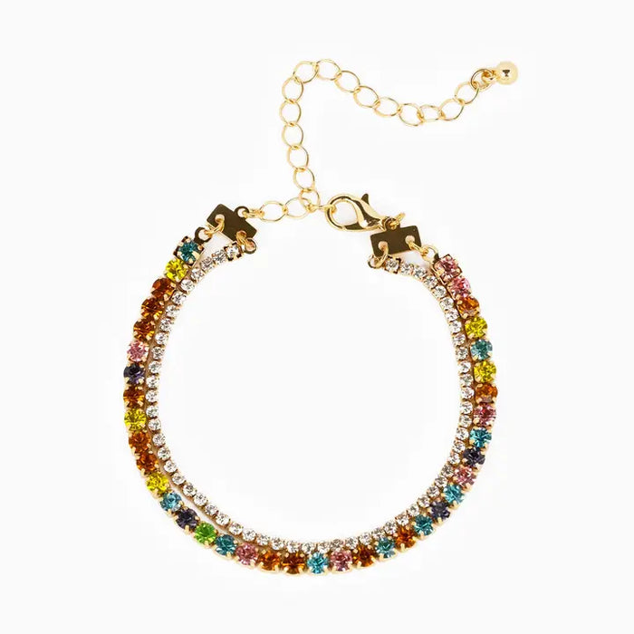 Double Layered Contrasting Tennis Bracelet