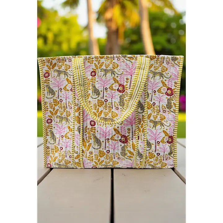 Quilted Floral Tote Bag