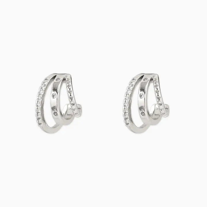 Triple Row Huggie Hoops