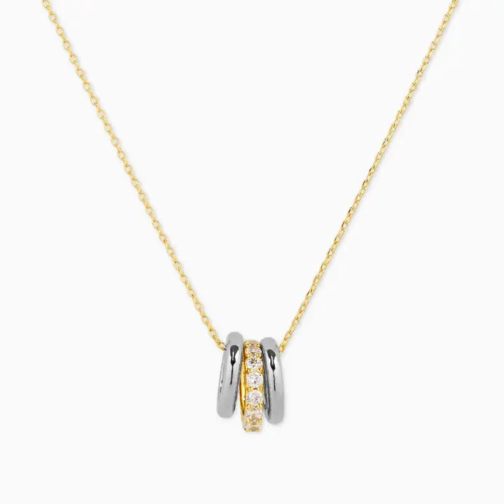 Mix Metal Rondelle Necklace in Gold