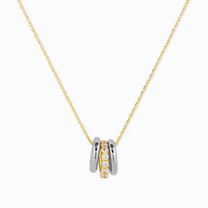 Mix Metal Rondelle Necklace in Gold