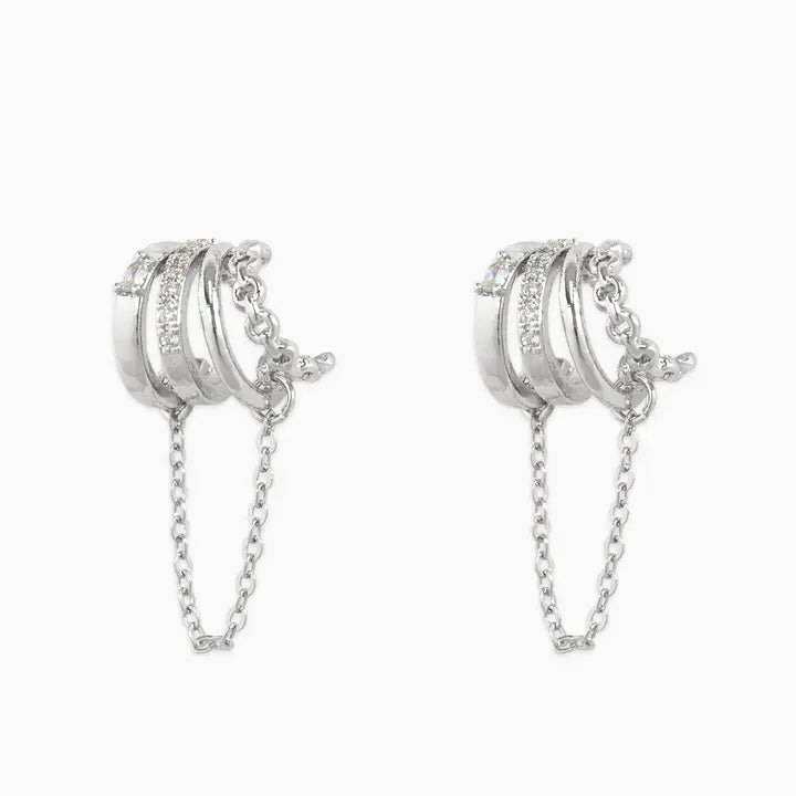 Stacked Chain Hoop Earrings