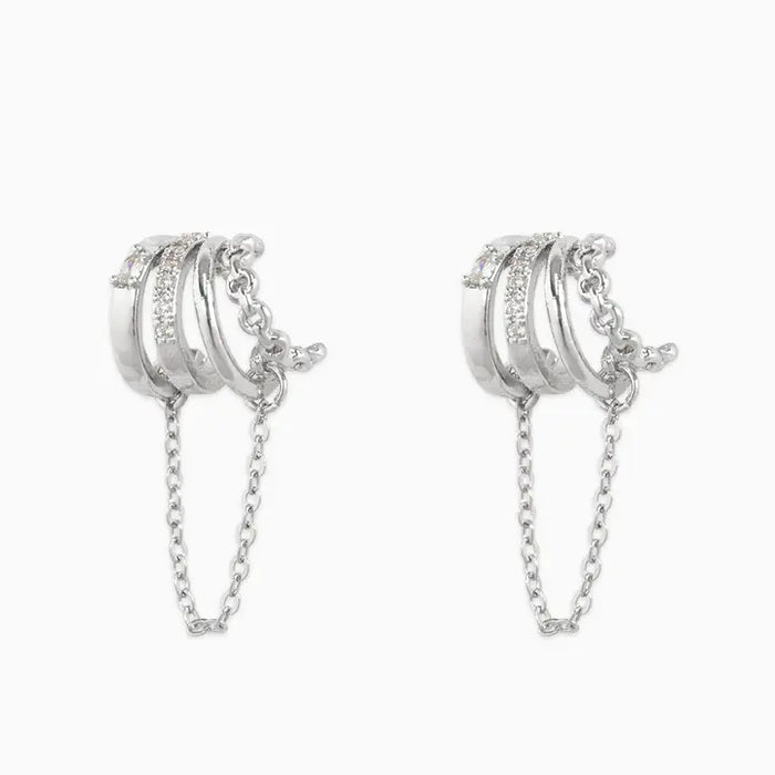 Stacked Chain Hoop Earrings