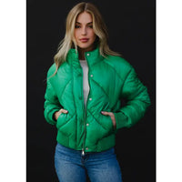 Gia Cropped Puffer Jacket in Green