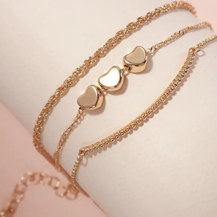 Multi Chain Heart Bracelet in Gold