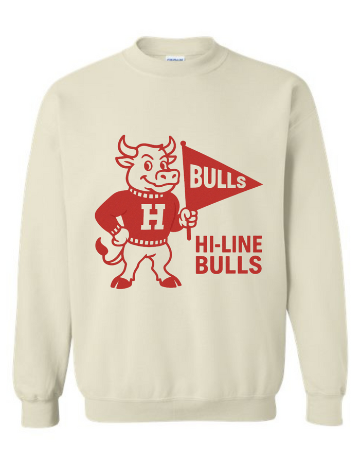 Hi-Line Bulls Vintage Mascot Tee & Sweatshirt