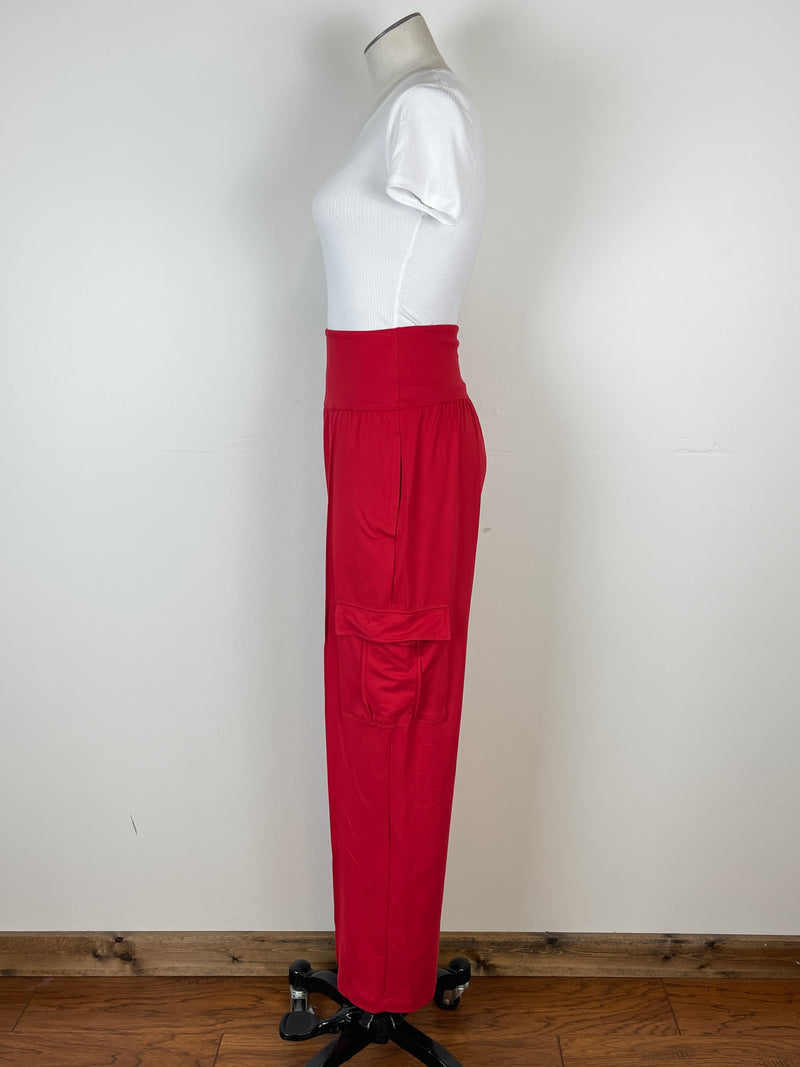 Myla Straight Leg Cargo Pants in Red