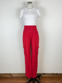 Myla Straight Leg Cargo Pants in Red