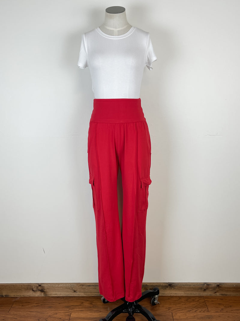 Myla Straight Leg Cargo Pants in Red