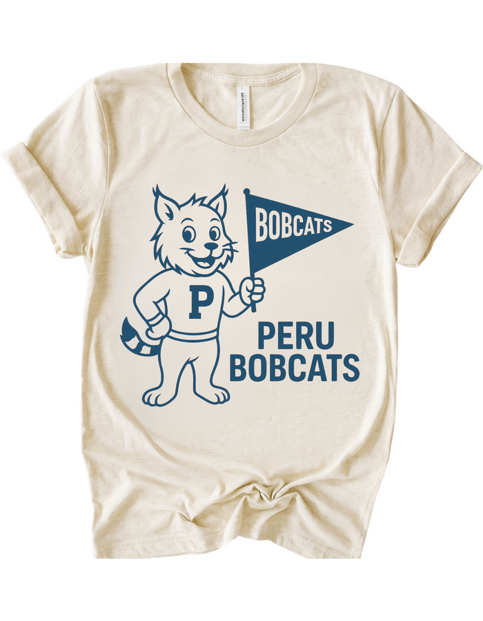 Peru Bobcats Vintage Mascot Tee