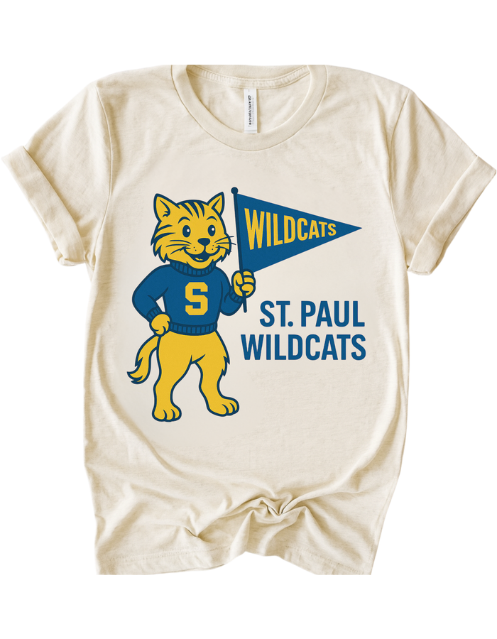 St. Paul Wildcats Vintage Mascot Tee