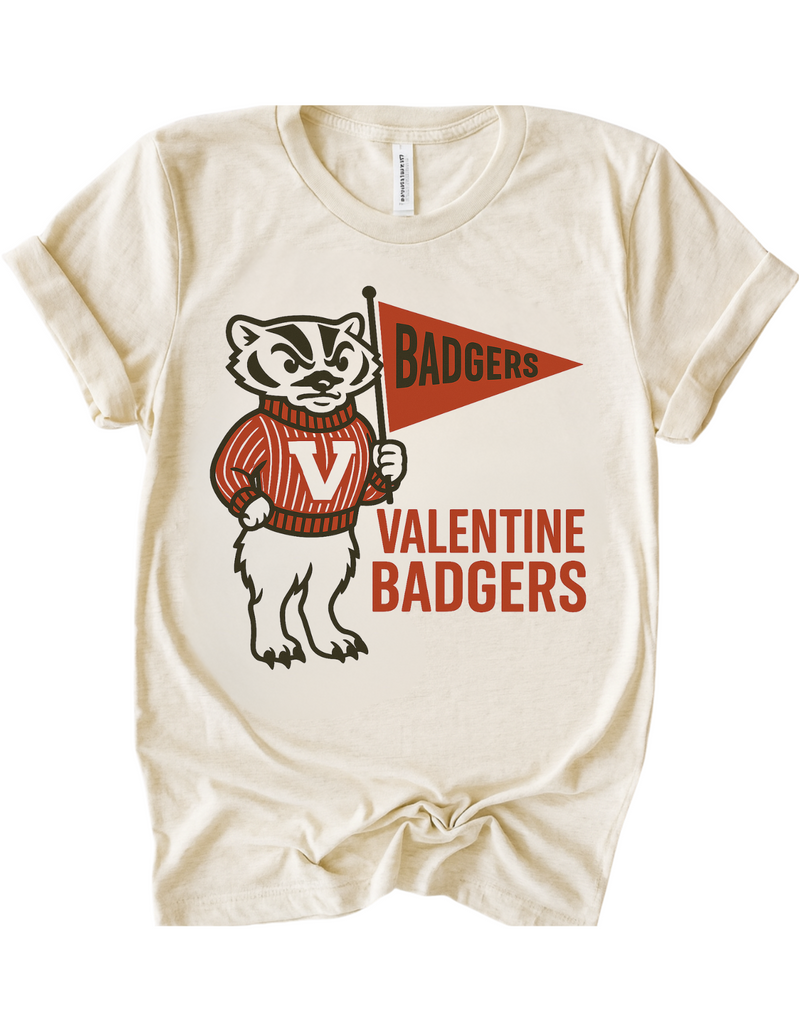 Valentine Badgers Vintage Mascot Tee