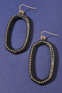 Raffia Wrapped Oval Earrings