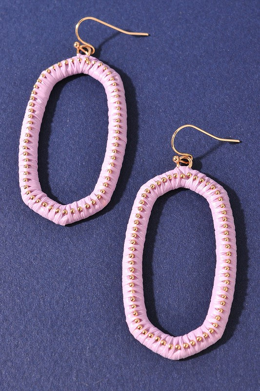 Raffia Wrapped Oval Earrings
