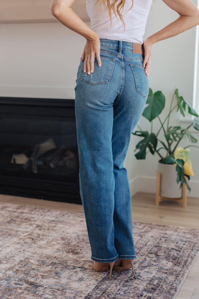 Judy Blue Dottie High Rise Control Top 90's Straight Jeans