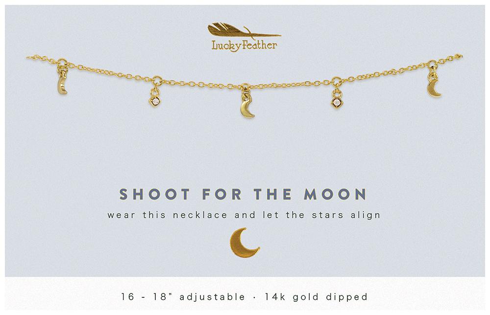 Lucky Feather Shoot for the Moon Dangle Necklace
