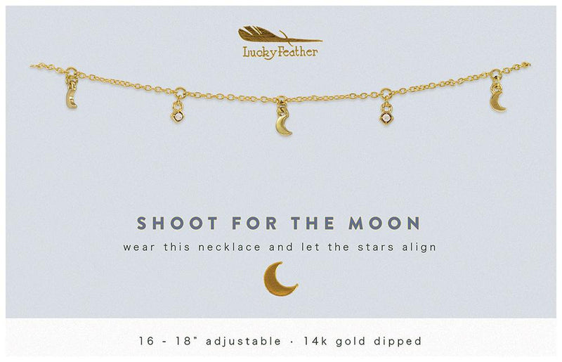 Lucky Feather Shoot for the Moon Dangle Necklace