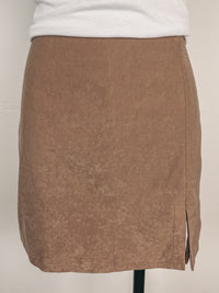 Faux Suede Skort in Taupe