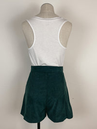 Button Front Cord Shorts in Pine Green