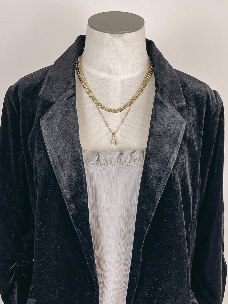 Velvet Blazer in Black