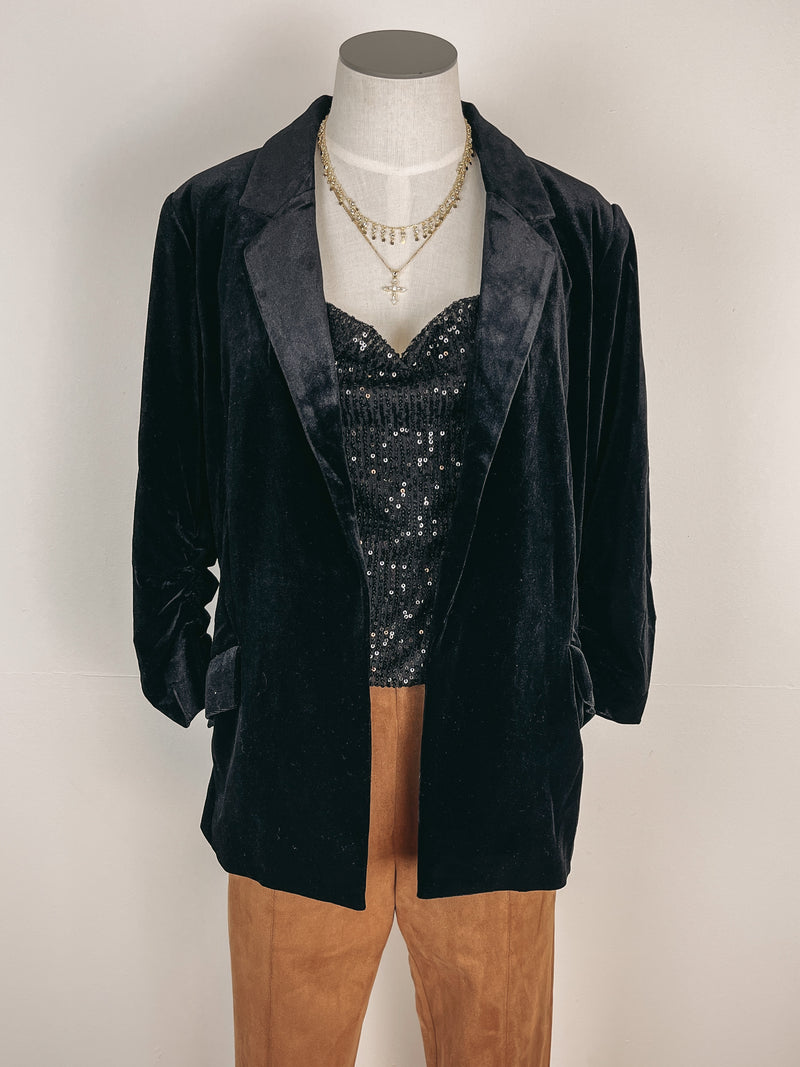 Velvet Blazer in Black