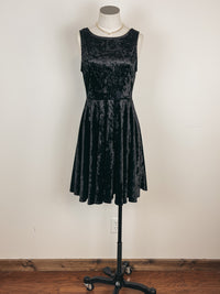 V Back Velvet Dress in Black