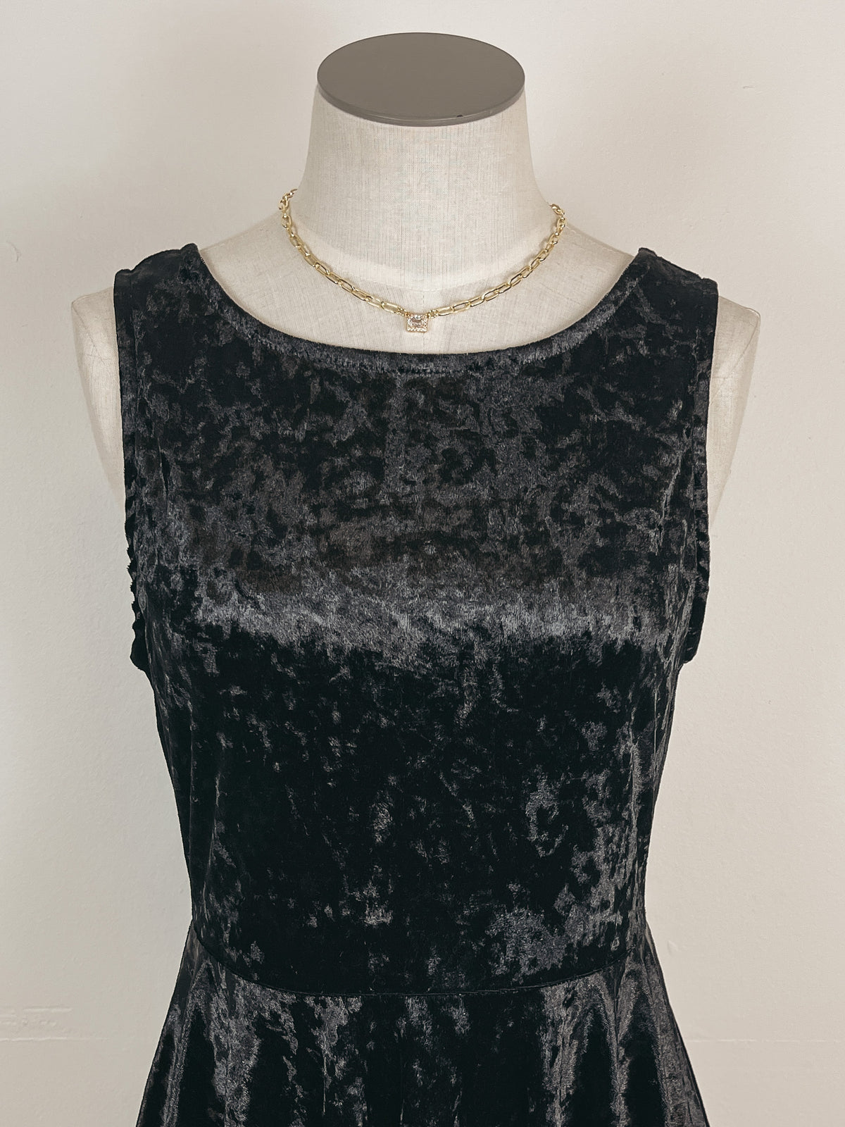 V Back Velvet Dress in Black