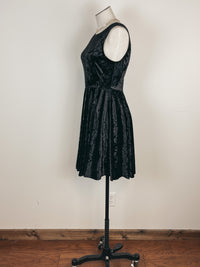 V Back Velvet Dress in Black