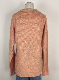 Crew Neck Basket Weave Sweater in Lt Orange