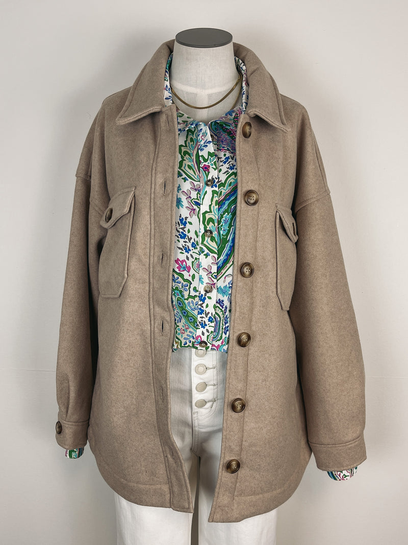 Everyday Button Down Jacket in Oatmeal