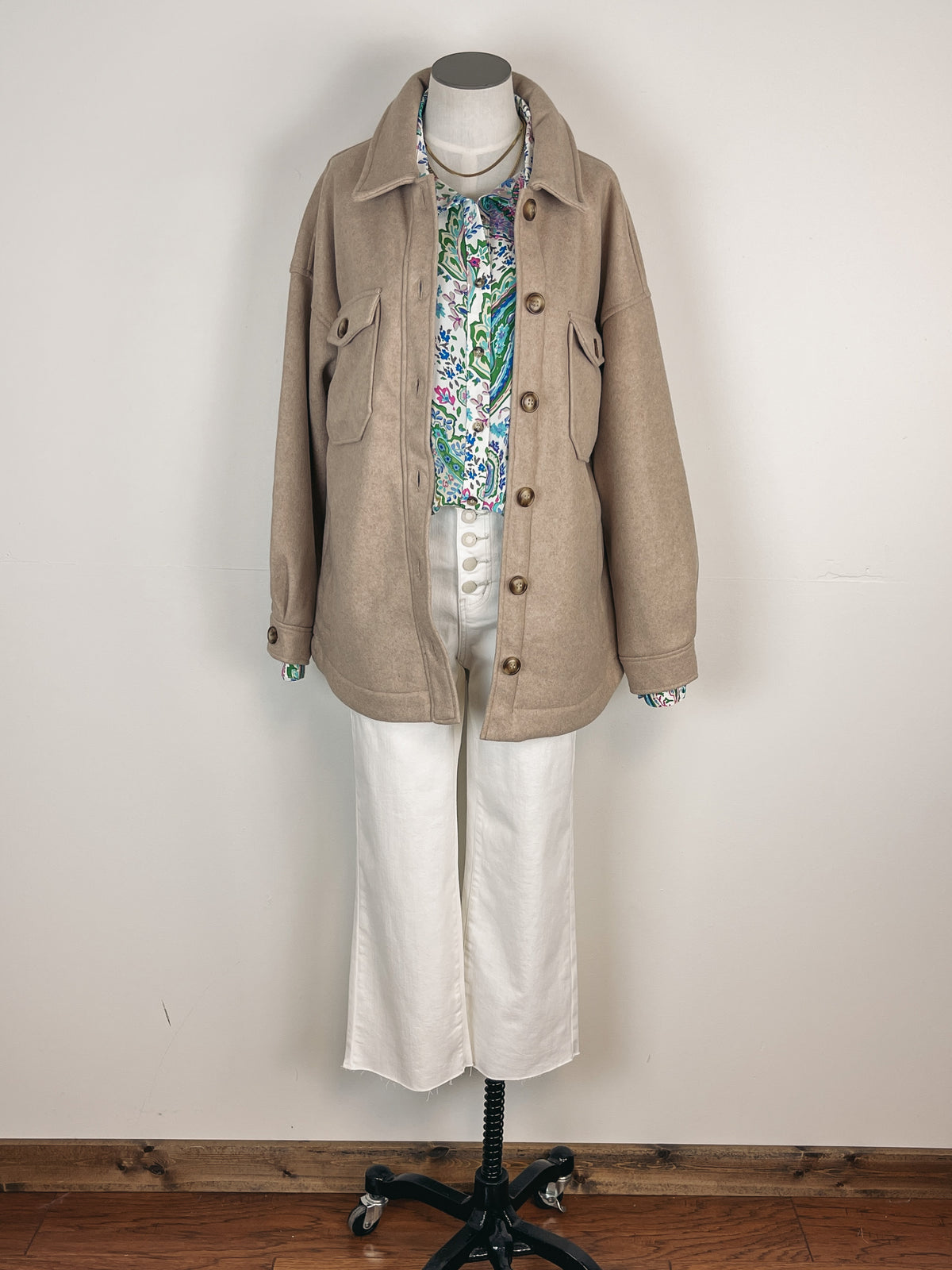 Everyday Button Down Jacket in Oatmeal