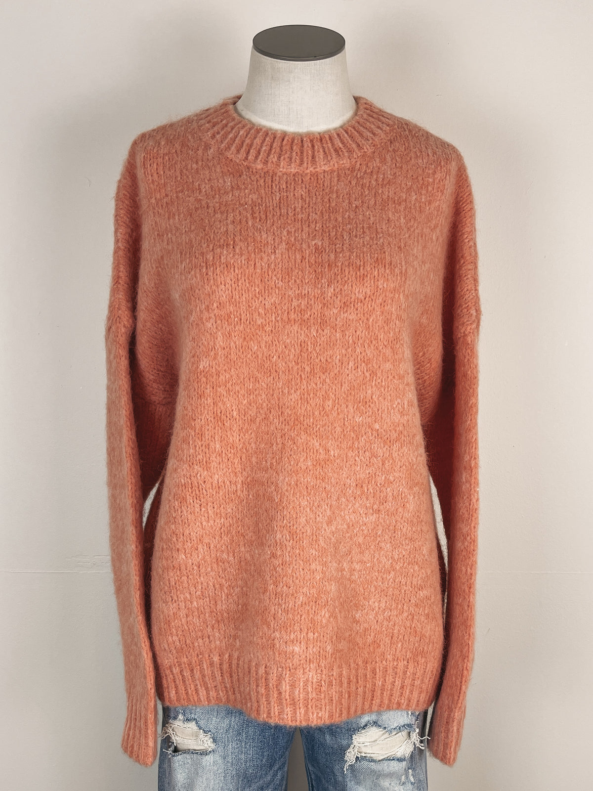 Crew Neck Cozy Sweater in Orange