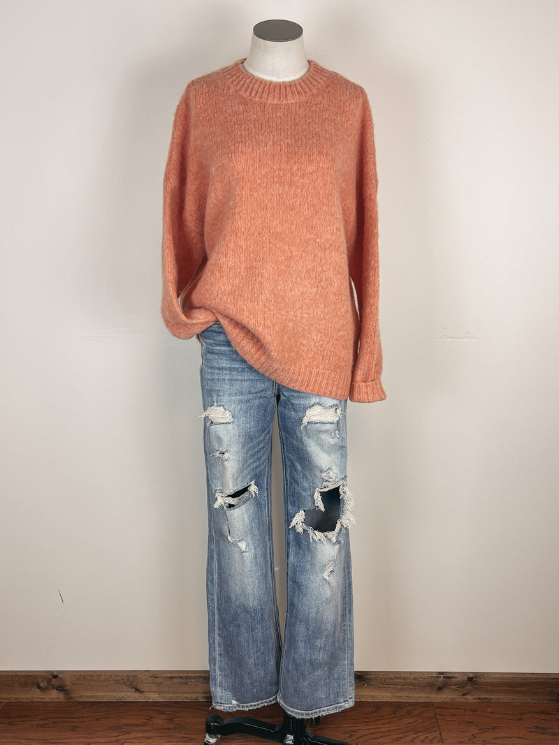 Crew Neck Cozy Sweater in Orange