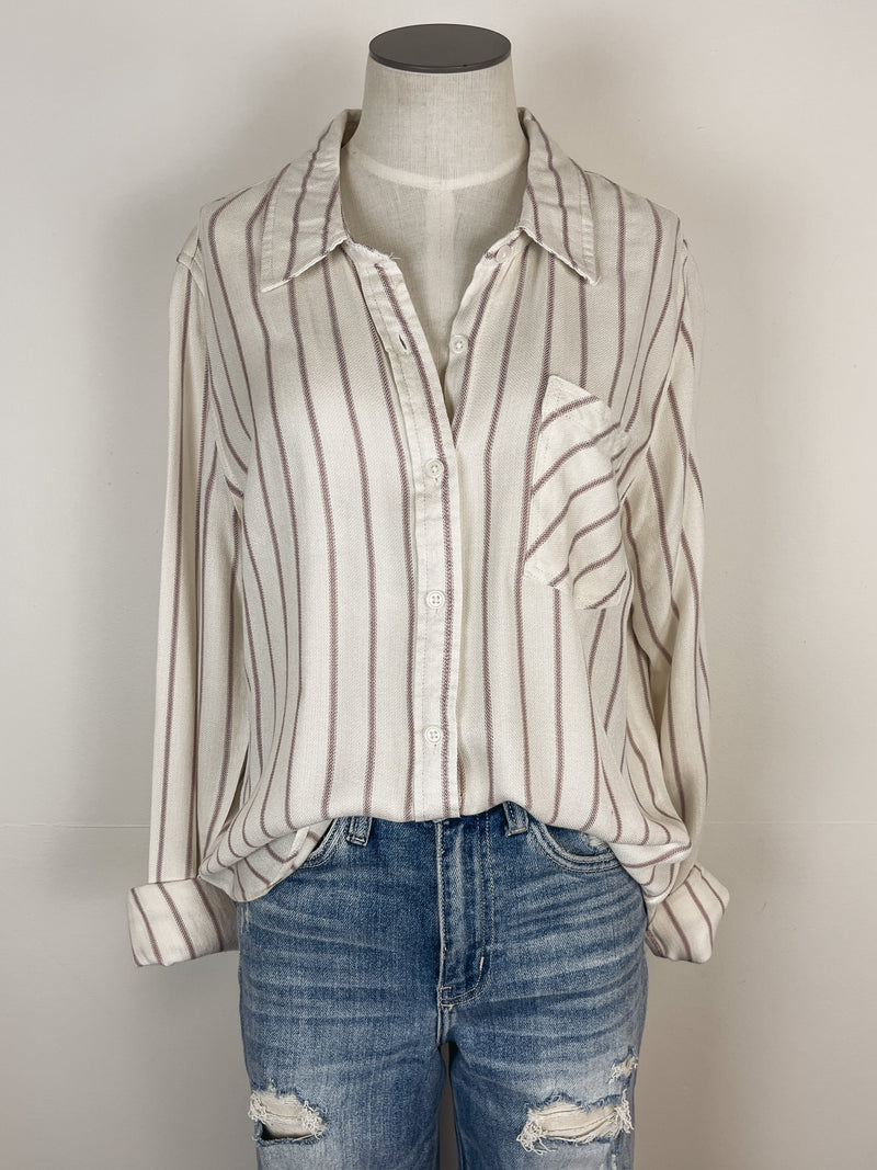 Venus Button Up in Mauve Stripe