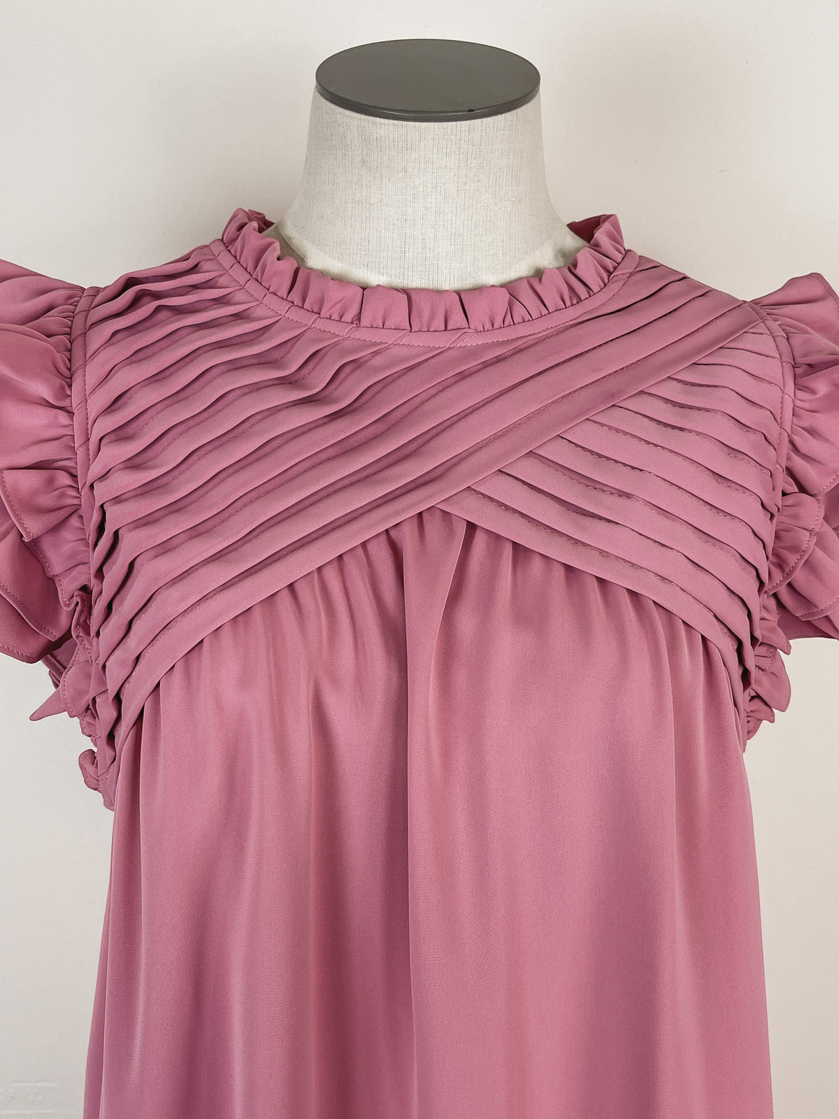 Pleated Flutter Sleeve Blouse