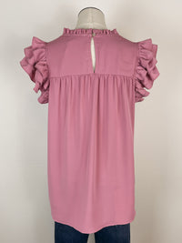 Pleated Flutter Sleeve Blouse